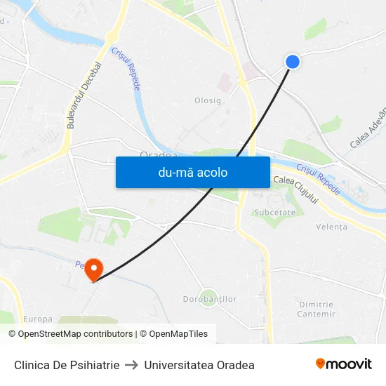 Harta de Clinica De Psihiatrie către Universitatea Oradea