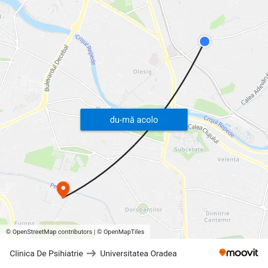 Harta de Clinica De Psihiatrie către Universitatea Oradea