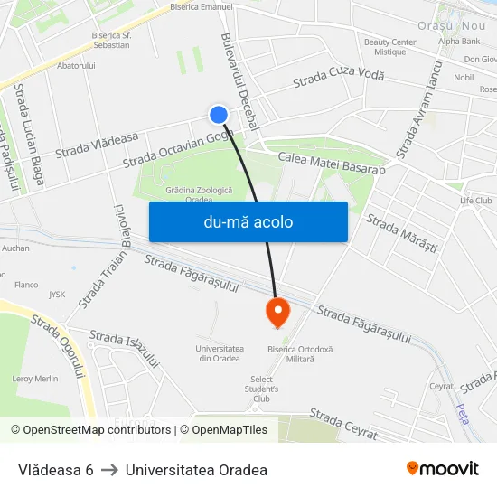 Harta de Vlădeasa 6 către Universitatea Oradea