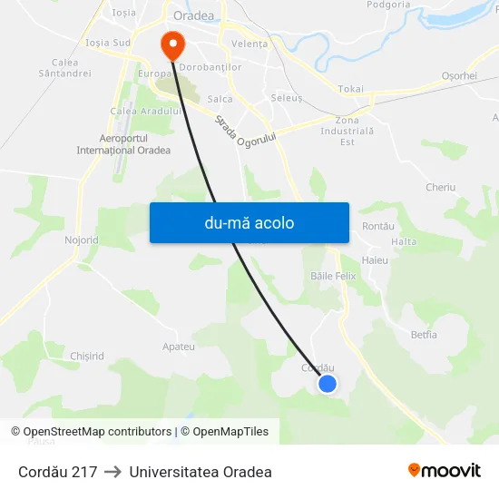 Harta de Cordău 217 către Universitatea Oradea