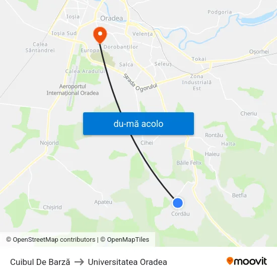 Harta de Cordău | Cuibul De Barză către Universitatea Oradea