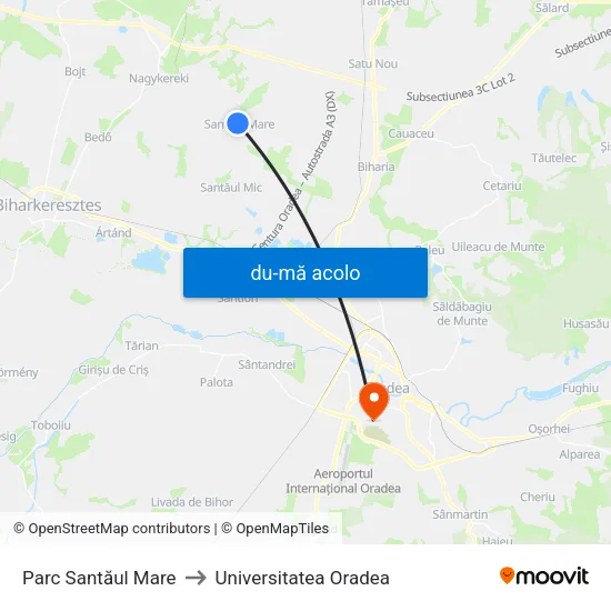 Harta de Santăul Mare | Parc către Universitatea Oradea