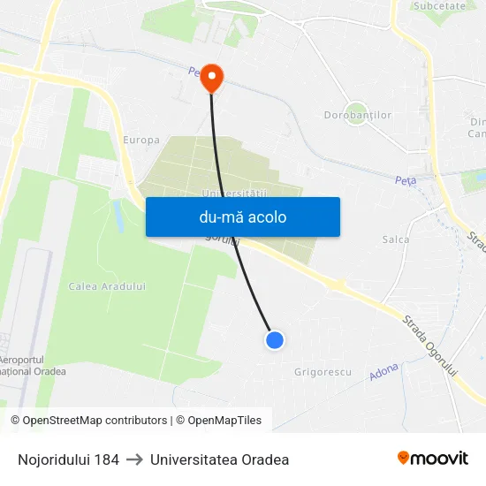 Harta de Nojoridului 184 către Universitatea Oradea