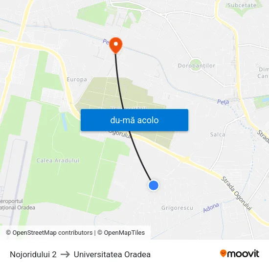 Harta de Nojoridului 2 către Universitatea Oradea
