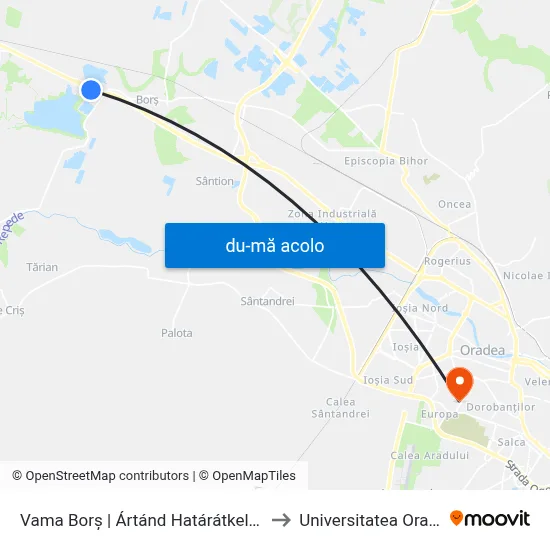 Harta de Vama Borș | Ártánd Határátkelőhely către Universitatea Oradea