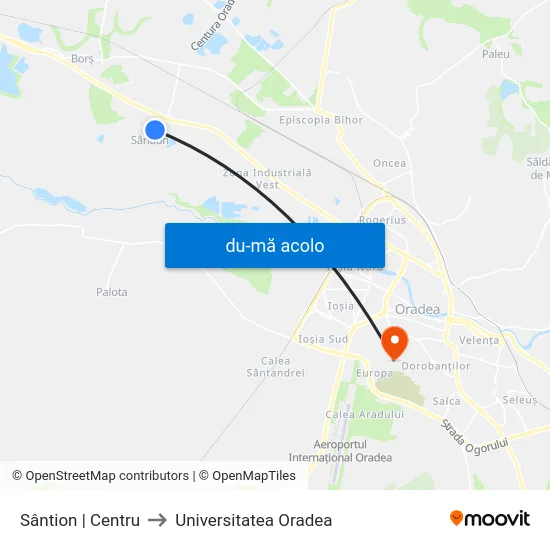 Harta de Sântion | Centru către Universitatea Oradea