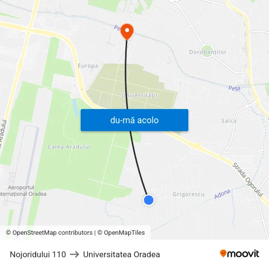 Harta de Nojoridului 110 către Universitatea Oradea