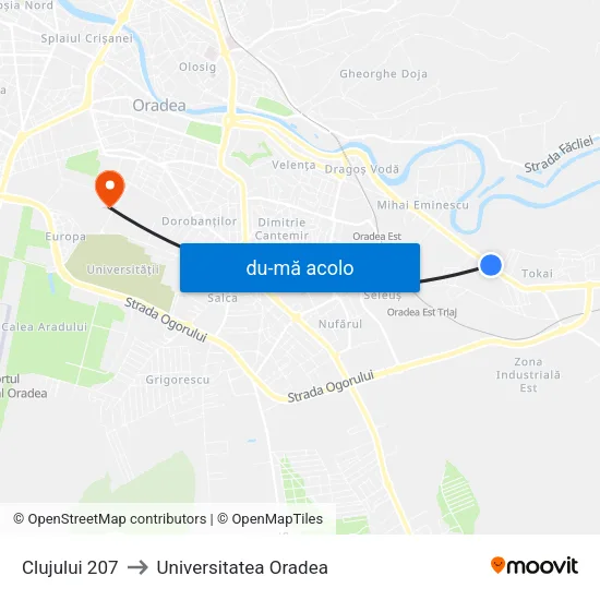 Harta de Clujului 207 către Universitatea Oradea