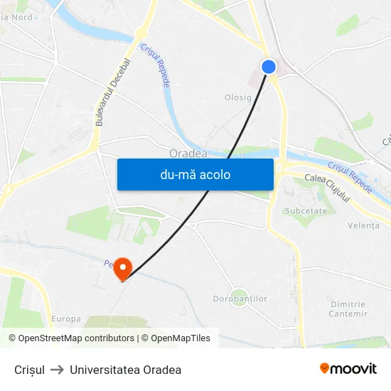 Harta de Crișul către Universitatea Oradea