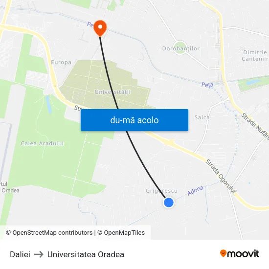 Harta de Daliei către Universitatea Oradea