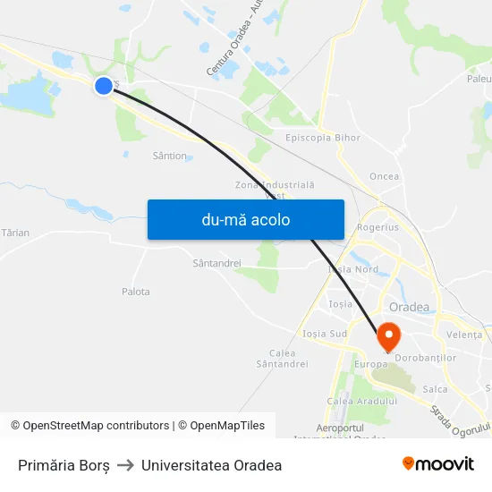 Harta de Borș | Primărie către Universitatea Oradea