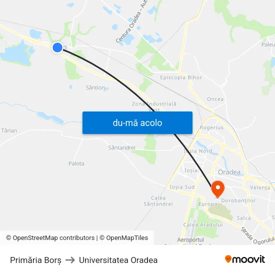 Harta de Borș | Primărie către Universitatea Oradea