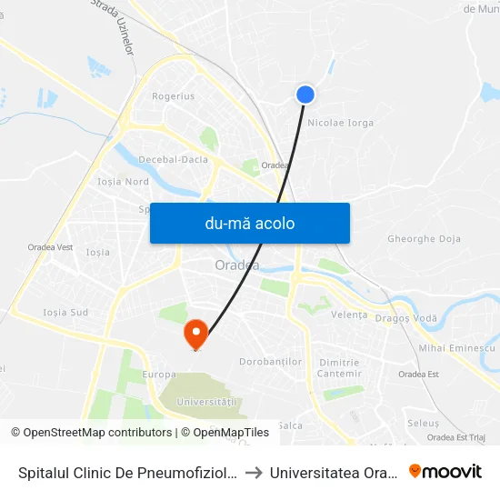Harta de Spitalul Clinic De Pneumofiziologie către Universitatea Oradea