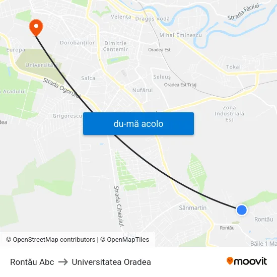 Harta de Rontău | Abc către Universitatea Oradea