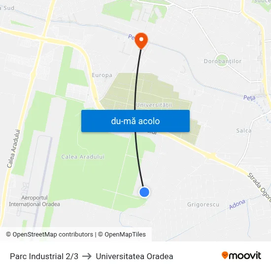 Harta de Parc Industrial 2/3 către Universitatea Oradea