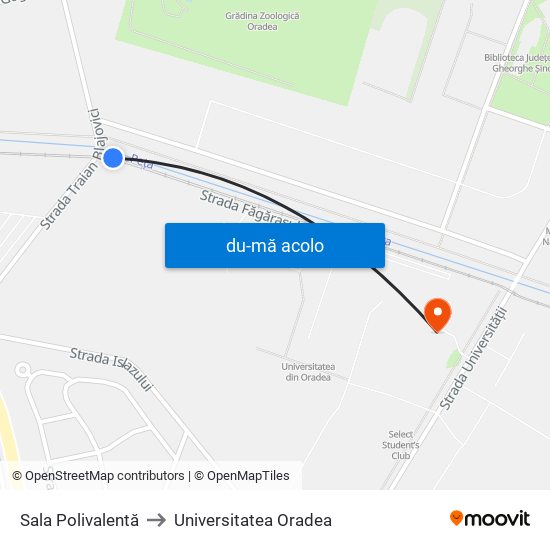 Harta de Sala Polivalentă către Universitatea Oradea