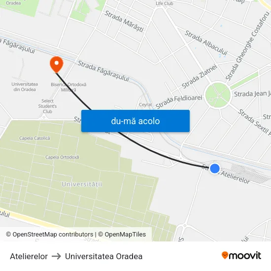 Harta de Atelierelor către Universitatea Oradea