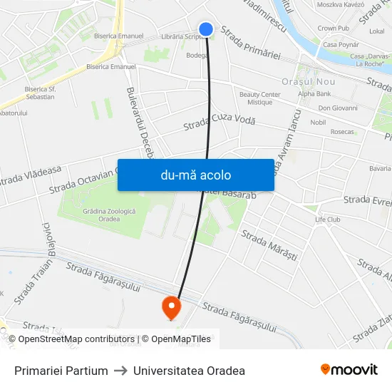 Harta de Primariei Partium către Universitatea Oradea