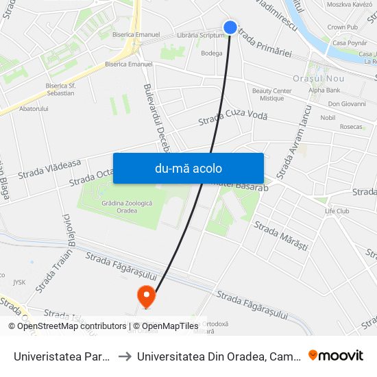Harta de Univeristatea Partium către Universitatea Din Oradea, Campus A