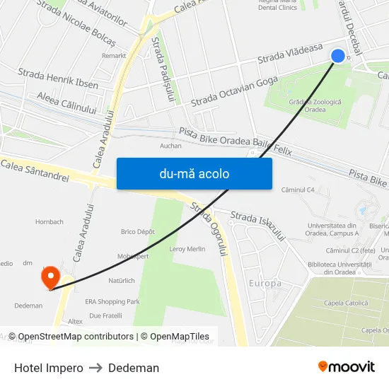 Harta de Hotel Impero către Dedeman