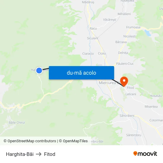 Harta de Harghita-Băi către Fitod