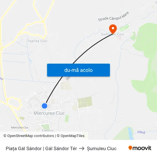 Harta de Piața Gál Sándor | Gál Sándor Tér către Șumuleu Ciuc