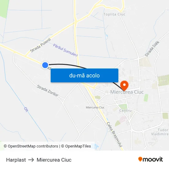 Harta de Harplast către Miercurea Ciuc