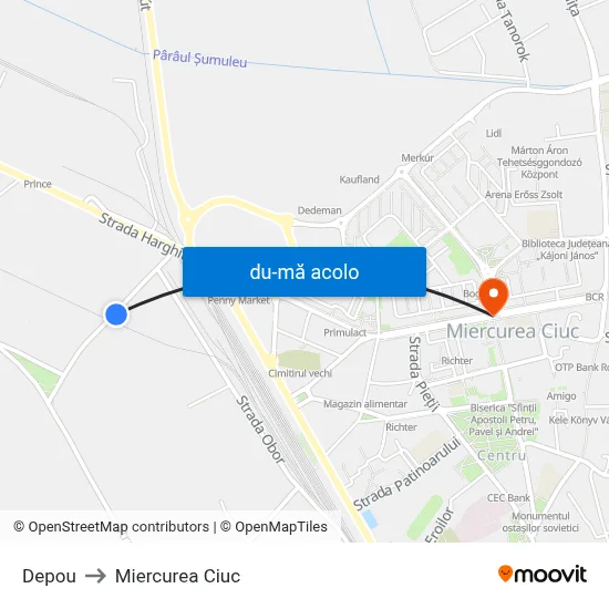 Harta de Depou către Miercurea Ciuc