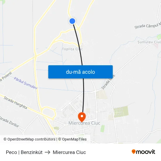 Harta de Peco | Benzinkút către Miercurea Ciuc