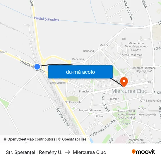 Harta de Str. Speranței | Remény U. către Miercurea Ciuc