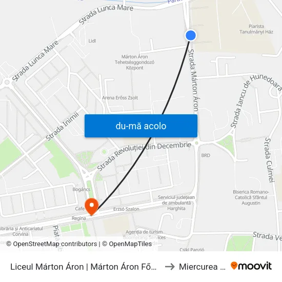 Harta de Liceul Márton Áron | Márton Áron Főgimnázium către Miercurea Ciuc