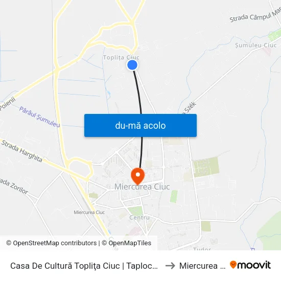 Harta de Casa De Cultură Topliţa Ciuc | Taplocai Kultúrház către Miercurea Ciuc