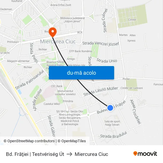 Harta de Bd. Frăţiei | Testvériség Út către Miercurea Ciuc