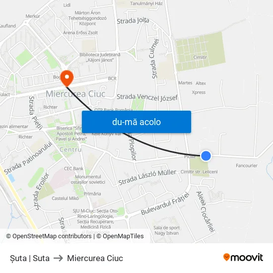 Harta de Șuta | Suta către Miercurea Ciuc