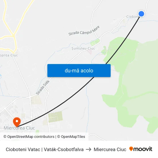 Harta de Cioboteni Vatac | Vaták-Csobotfalva către Miercurea Ciuc