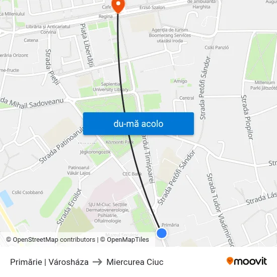 Harta de Primărie | Városháza către Miercurea Ciuc