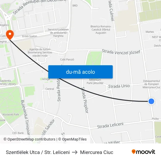 Harta de Szentlélek Utca / Str. Leliceni către Miercurea Ciuc