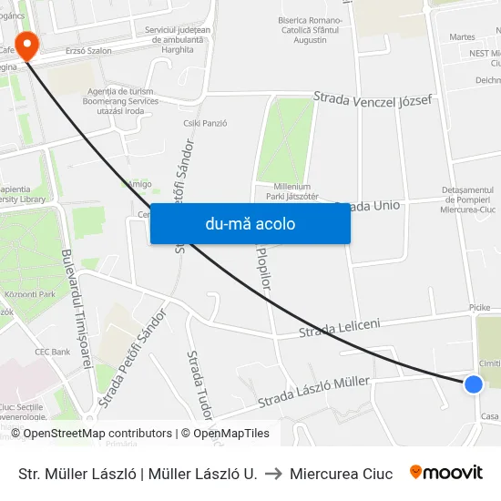 Harta de Str. Müller László | Müller László U. către Miercurea Ciuc