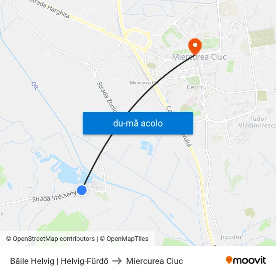 Harta de Băile Helvig | Helvig-Fürdő către Miercurea Ciuc