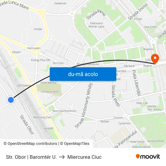 Harta de Str. Obor | Baromtér U. către Miercurea Ciuc