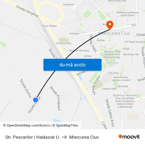 Harta de Str. Pescarilor | Halászok U. către Miercurea Ciuc