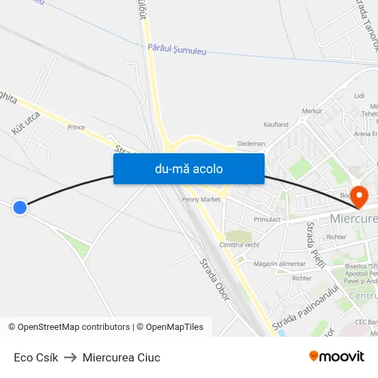 Harta de Eco Csík către Miercurea Ciuc