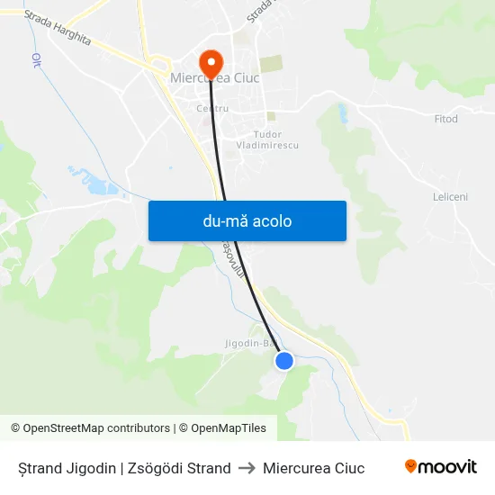 Harta de Ștrand Jigodin | Zsögödi Strand către Miercurea Ciuc