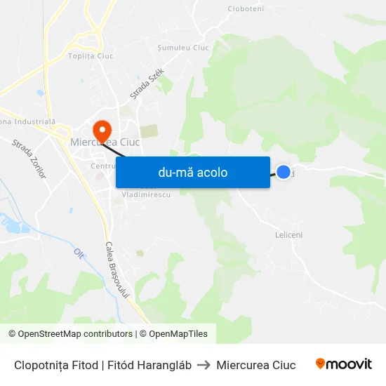 Harta de Clopotnița Fitod | Fitód Harangláb către Miercurea Ciuc