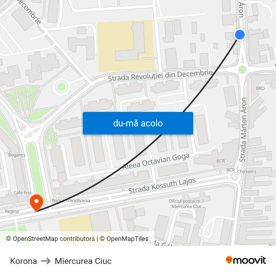 Harta de Korona către Miercurea Ciuc