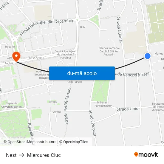 Harta de Nest către Miercurea Ciuc