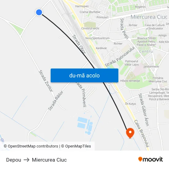 Harta de Depou către Miercurea Ciuc