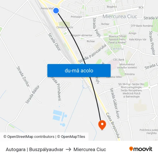 Harta de Autogara | Buszpályaudvar către Miercurea Ciuc