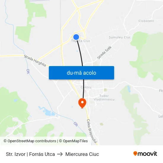 Harta de Str. Izvor | Forrás Utca către Miercurea Ciuc