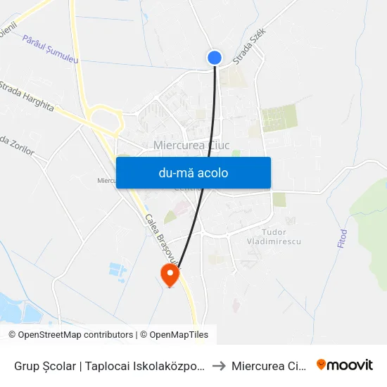 Harta de Grup Şcolar | Taplocai Iskolaközpont către Miercurea Ciuc